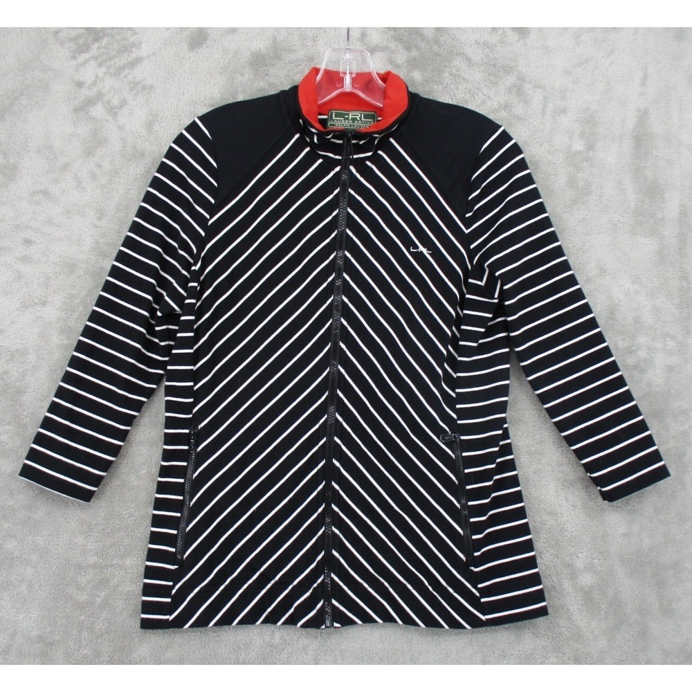 Ralph Lauren LRL Jacket Womens Size S Striped Athletic Athleisure Stretch Knit